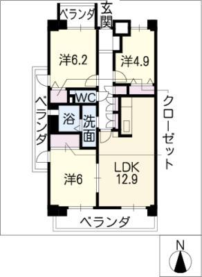 サーナ野並(3LDK/11階)の間取り写真