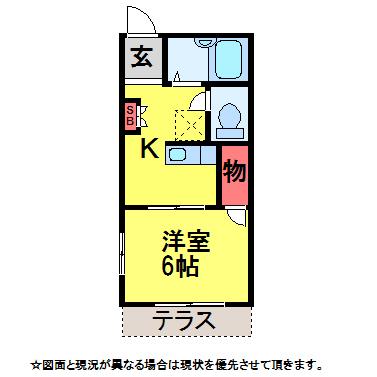ウッドペッカー(1K/1階)の間取り写真