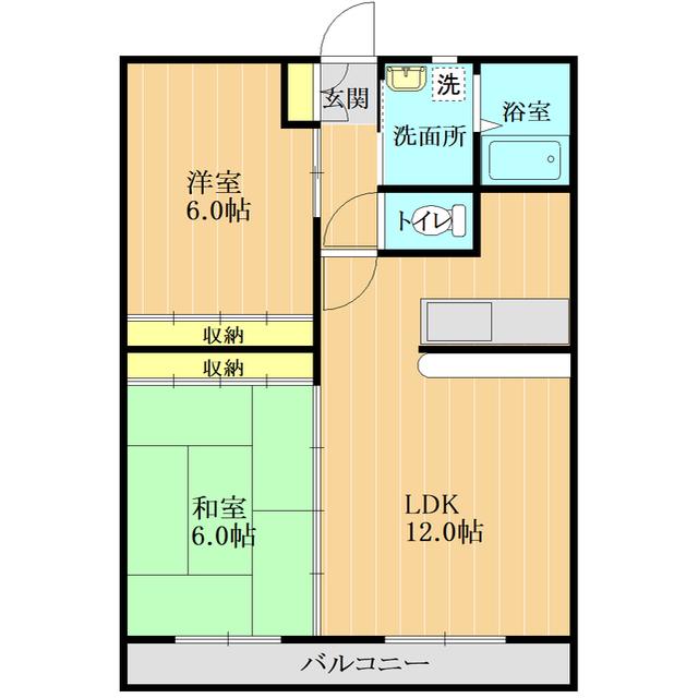 サンビレッジ葉山台 参番館(2LDK/2階)の間取り写真