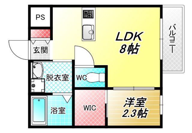 リアフラッツ近大(1LDK/2階)の間取り写真