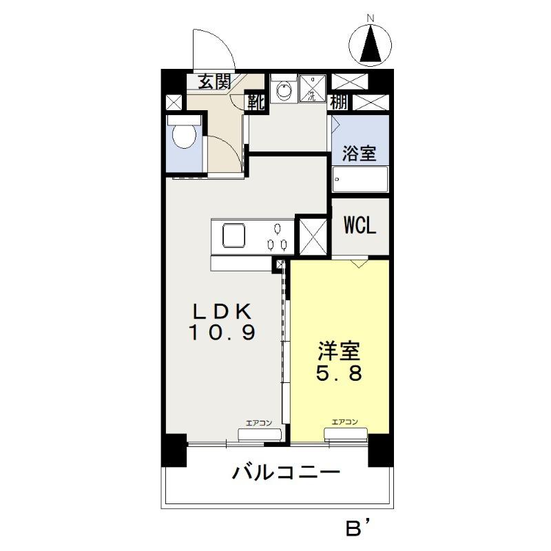 アリビオ高柳(1LDK/4階)の間取り写真