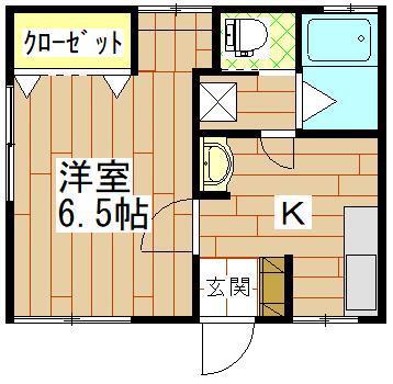 つちやコーポラス(1K/2階)の間取り写真