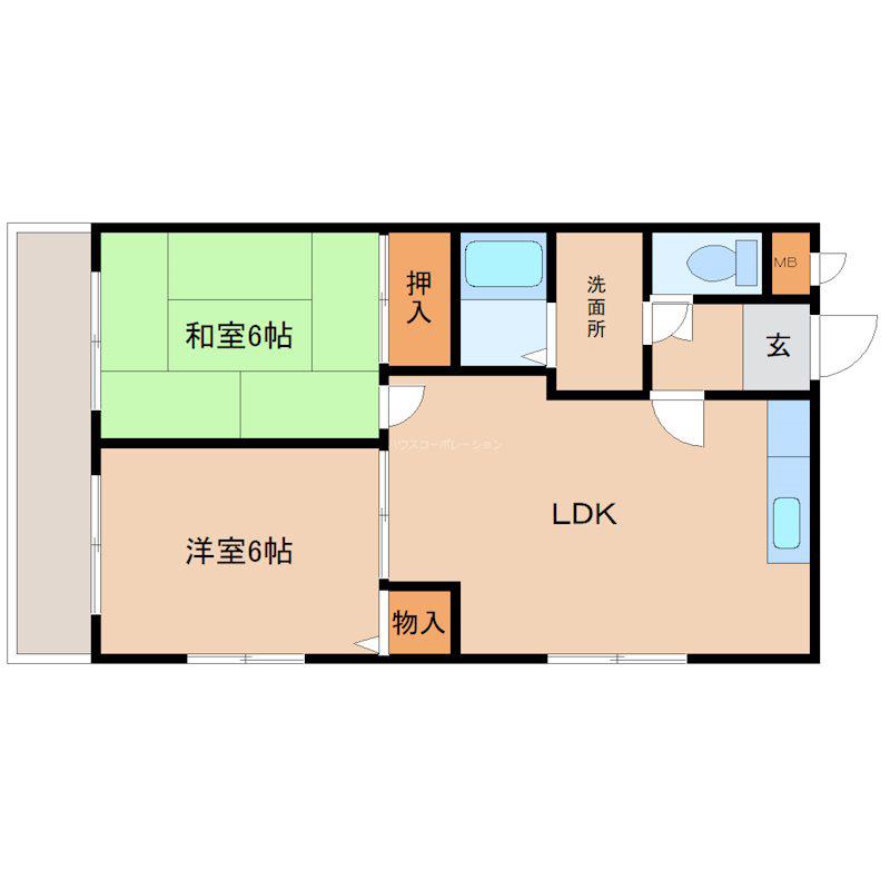 ハイツ大武(2LDK/3階)の間取り写真