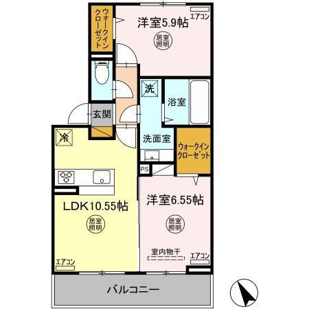 メゾン・ド・ラメール(2LDK/3階)の間取り写真