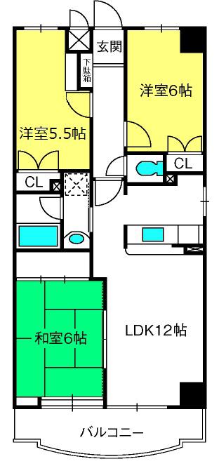 ヒルズ六本木弐番館(3LDK/3階)の間取り写真
