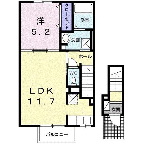 リーブル(1LDK/2階)の間取り写真