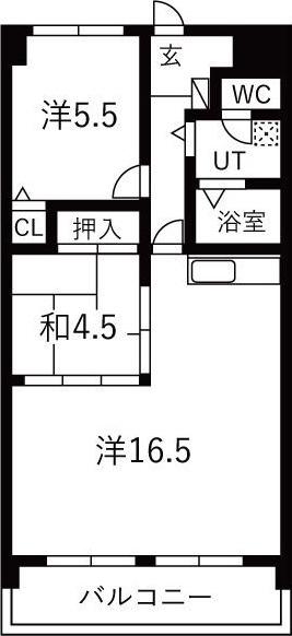 グランドールYK(2DK/4階)の間取り写真