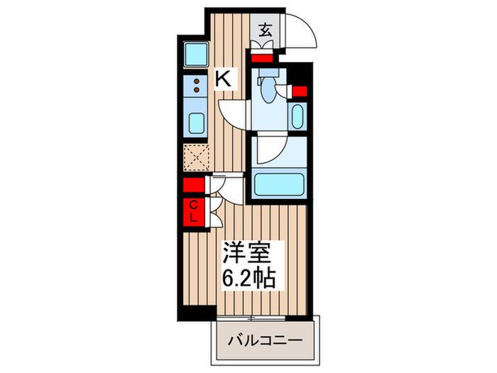 パークアクシス菊川ステーションイースト(1K/1階)の間取り写真