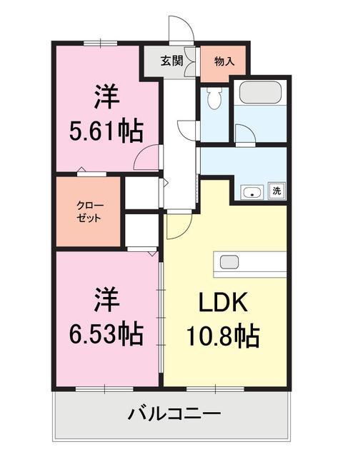 プレアデス(2LDK/2階)の間取り写真