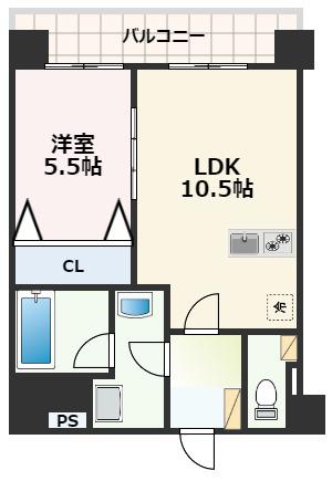ドゥ・アンディオール近見(1LDK/5階)の間取り写真