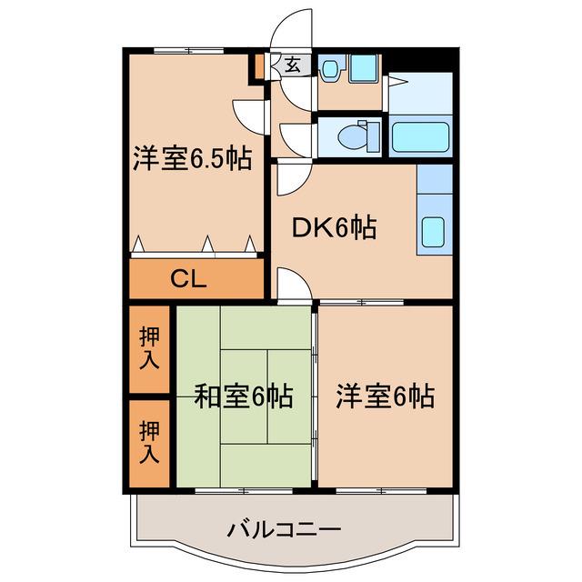 サンヴェールマンション(3DK/2階)の間取り写真