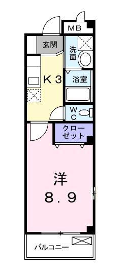 スモールストーンブリッジ(1K/1階)の間取り写真