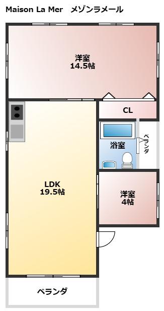メゾンラメール(2LDK/4階)の間取り写真