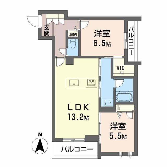 K&Jフォレストライト(2LDK/2階)の間取り写真