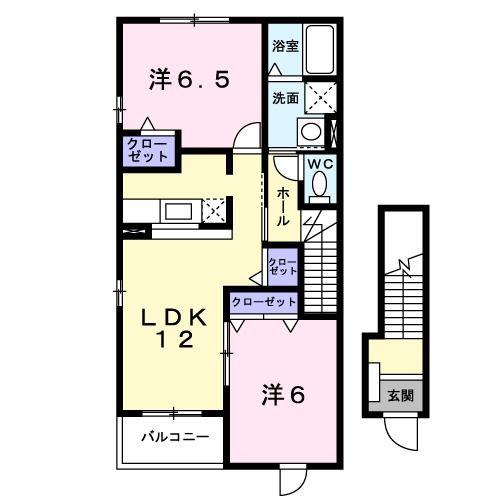 ウィステリア(2LDK/2階)の間取り写真