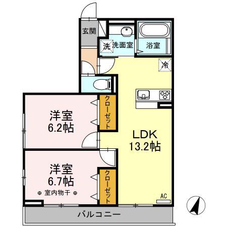 カーサドマーニ(2LDK/2階)の間取り写真