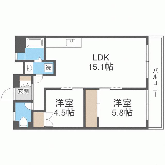 脇坂マンション(2LDK/4階)の間取り写真