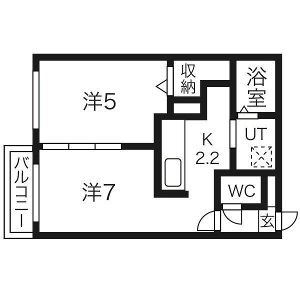 シャルマン東区役所前(1LDK/4階)の間取り写真