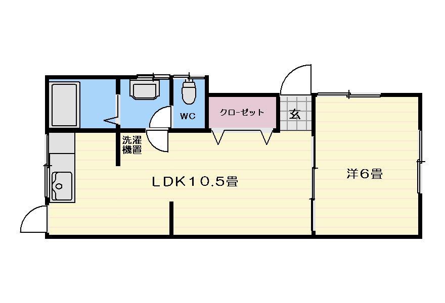 東和荘(1LDK/1階)の間取り写真