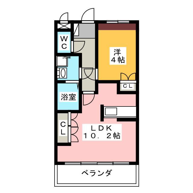 SHELL GRANDE 松森(1LDK/2階)の間取り写真