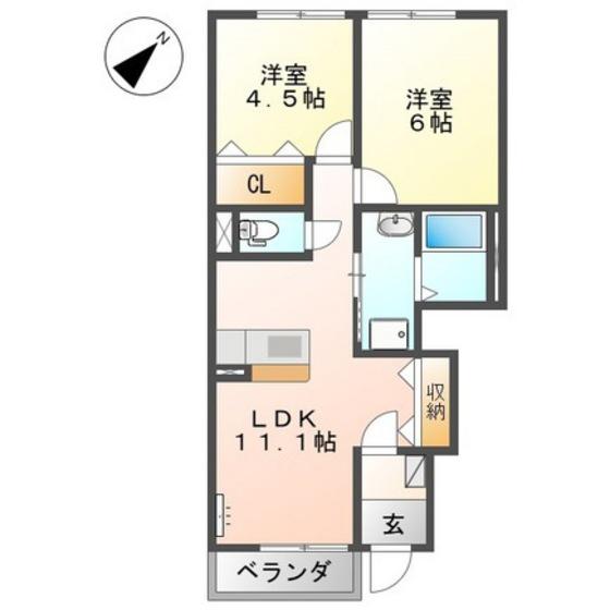 メゾン・ド・アンジュ(2LDK/1階)の間取り写真