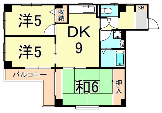 パル21武庫川(3DK/3階)の間取り写真