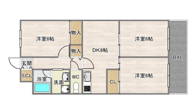おりおのサニーハイツ(3DK/1階)の間取り写真