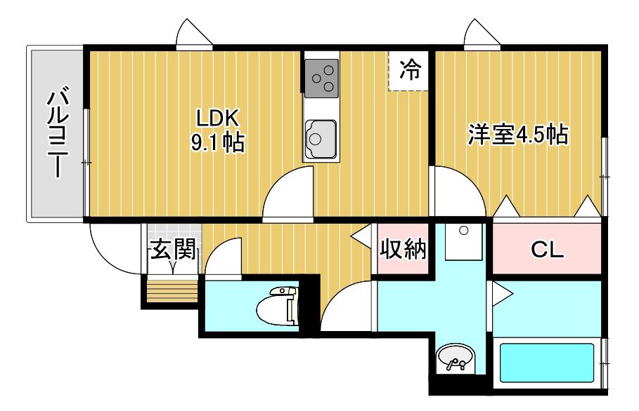 リッツ銀河I(1LDK/1階)の間取り写真