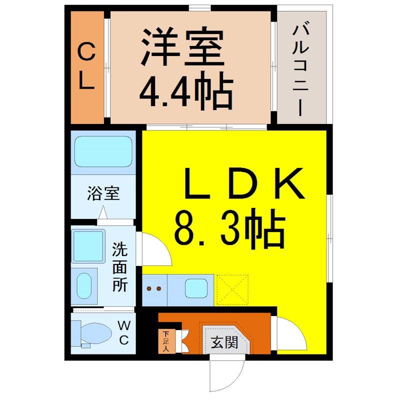 ハイムルシールH(1LDK/1階)の間取り写真