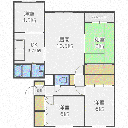 メゾンドルチェ北大西A棟(4LDK/5階)の間取り写真