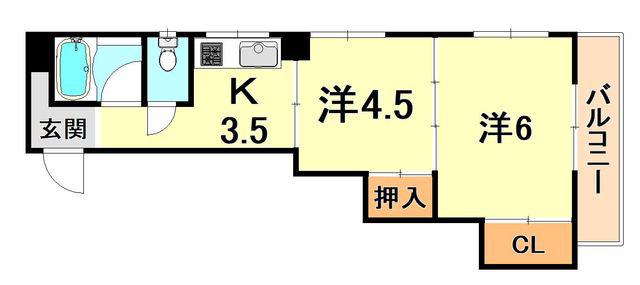 田中マンション(2K/3階)の間取り写真