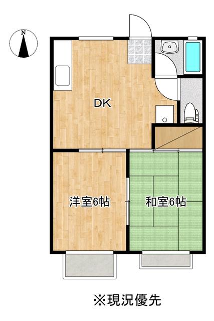 コスモハイツB(2DK/2階)の間取り写真