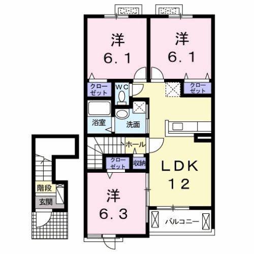 ハーミテージ(3LDK/2階)の間取り写真
