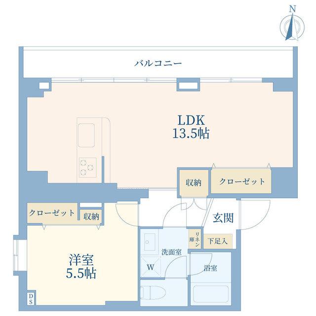 オリエンタル南麻布(1LDK/4階)の間取り写真