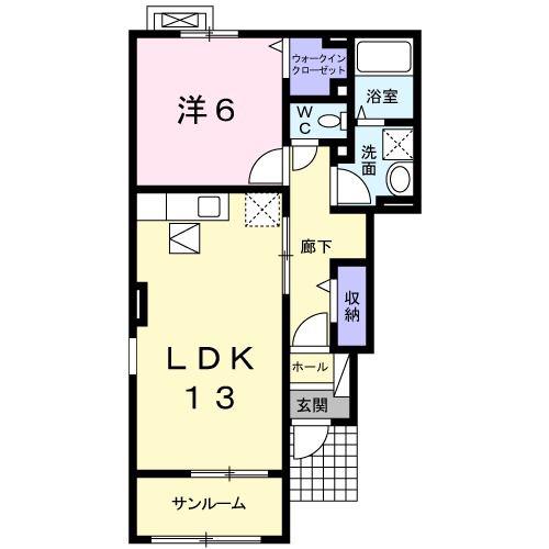 カーサ プラシードTII(1LDK/1階)の間取り写真