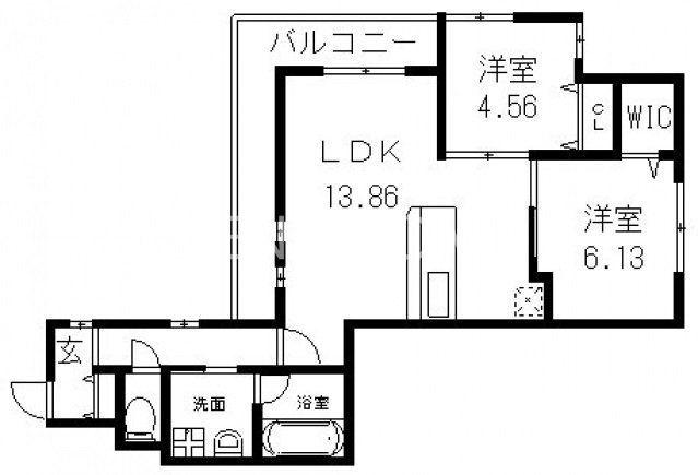 ディアコート今里(2LDK/2階)の間取り写真