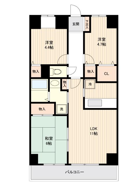 コモド宮崎台(3LDK/5階)の間取り写真