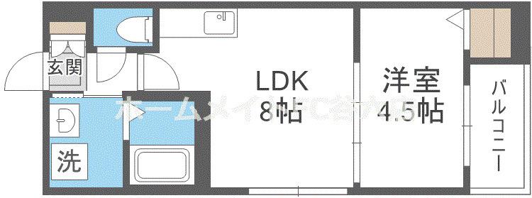 グランディオ鶴橋(1LDK/2階)の間取り写真