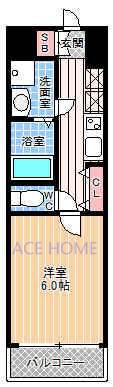 URO難波南(1K/2階)の間取り写真