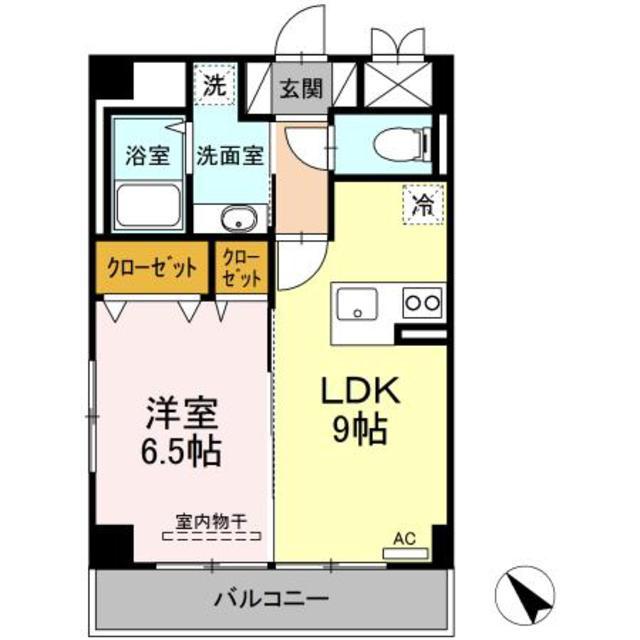 グランディールはるひ野(1LDK/5階)の間取り写真