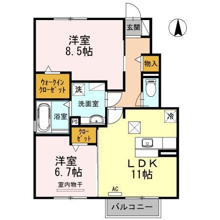 ソレイユ(2LDK/1階)の間取り写真