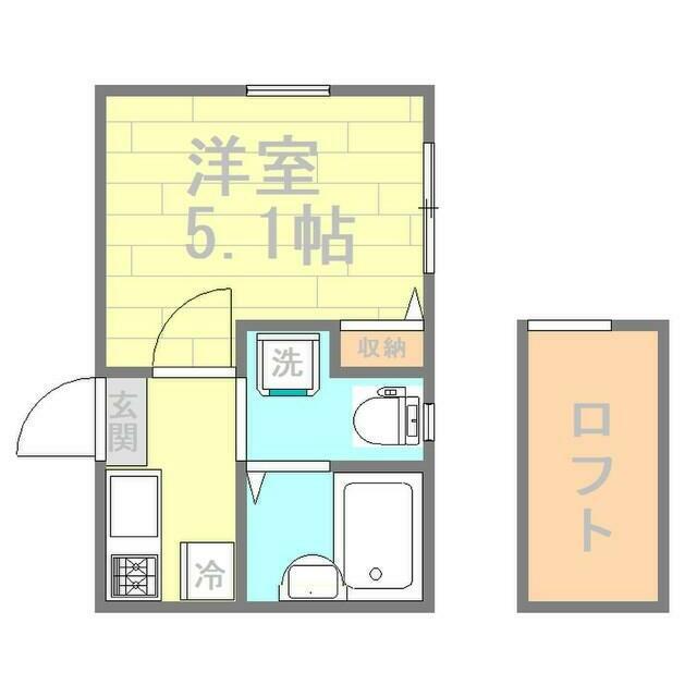 フェリオ(1K/2階)の間取り写真