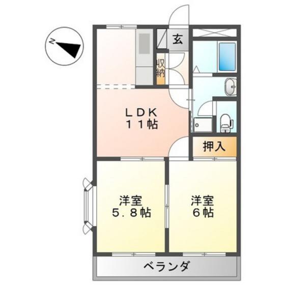 ロイヤルタムラひまわり館(2LDK/1階)の間取り写真