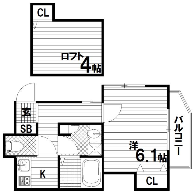 グランメール腕塚ANNEX(1SK/2階)の間取り写真