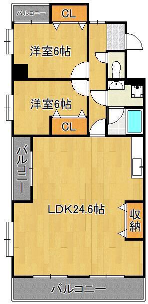 第17共立ビル(2LDK/9階)の間取り写真