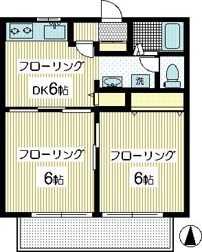 サニーコート登戸(2DK/1階)の間取り写真