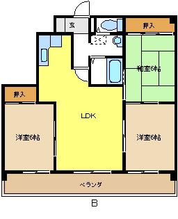 ハイネス津久紫(3LDK/2階)の間取り写真