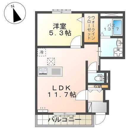 ラ・フレーズ 田寺(1LDK/1階)の間取り写真