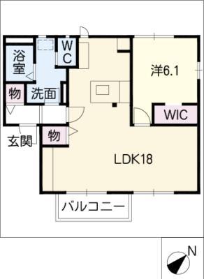 ドエル戸ケ崎A棟(1LDK/1階)の間取り写真