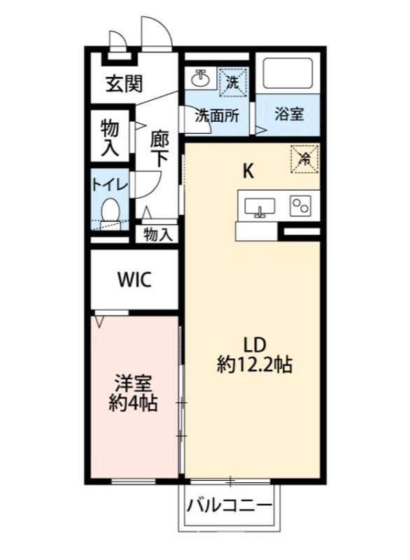 ベッラカーサ(1LDK/1階)の間取り写真